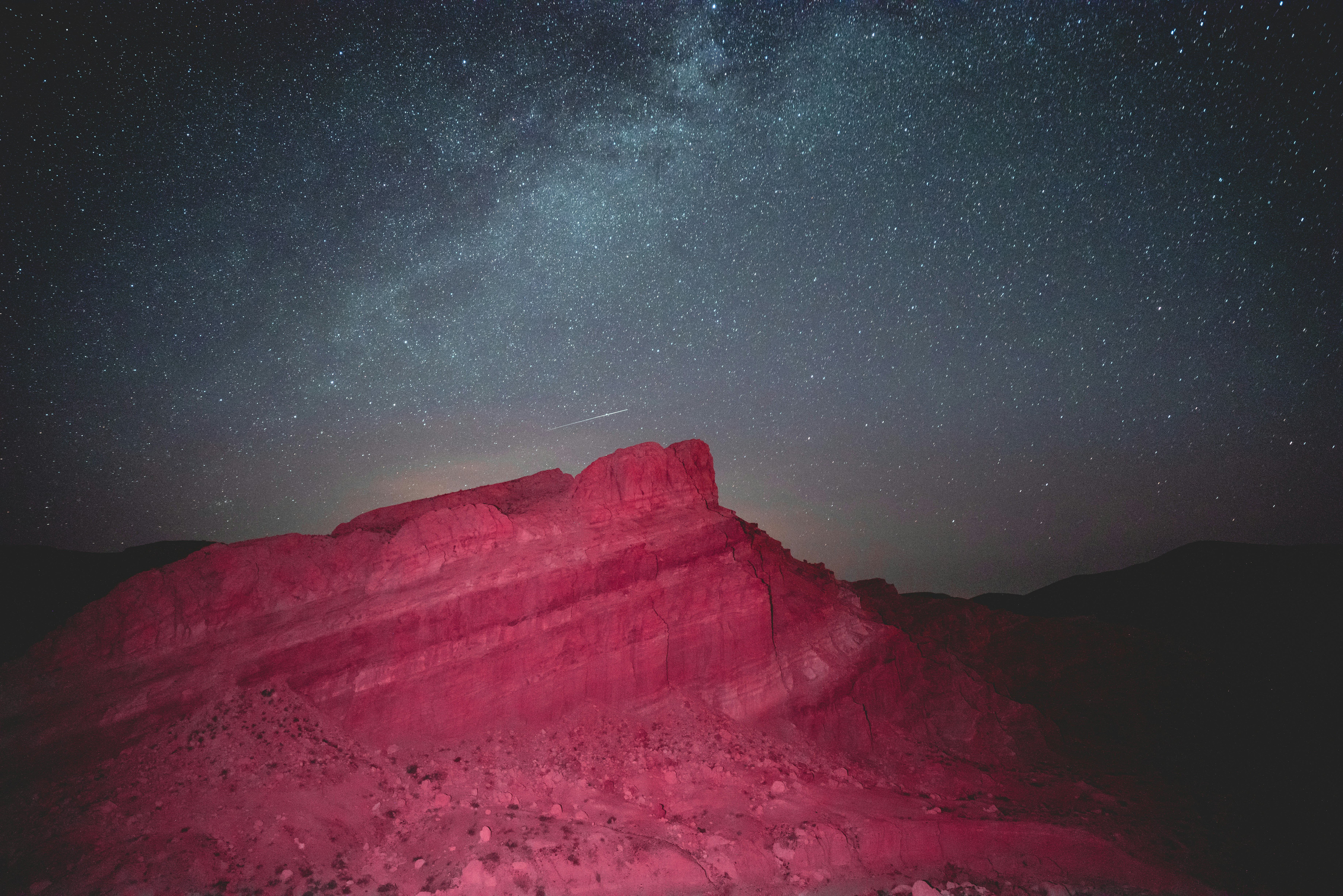 brown hill during nighttime